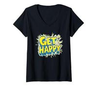Donna Diffondi gioia con Get Happy Speech Outfit Maglietta con Collo a V