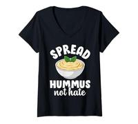 Donna Diffondi l'hummus Non odio Divertenti Amanti Vegetariani a Base vegetale Maglietta con Collo a V