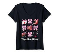 Donna Digestive Divas Gastroenterologia Infermiera Endoscopia Infermiera Ragazza Maglietta con Collo a V