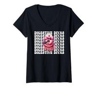 Donna Digestive Divas Gastroenterologia Infermiera Endoscopia Infermiera Ragazza Maglietta con Collo a V