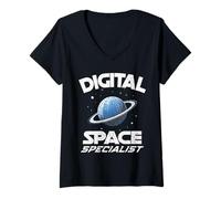 Donna Digital Space Specialist Sviluppatore Coding AI Formazione Prompt Maglietta con Collo a V