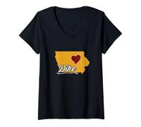 Donna DIKE - IOWA | IA USA Città - Cute Souvenir - US City State - Maglietta con Collo a V