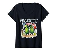 Donna Dill with It Funny Pickleball Pun Cute Pickle Player Maglietta con Collo a V