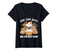 Donna Dim Sum Days - Gattini per Gatti Maglietta con Collo a V