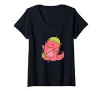 Donna Dino con Borsetta Dinosaur Age Maglietta con Collo a V