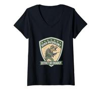 Donna Dino Patrol Unit Estinto ma Deadly Warrior Art Maglietta con Collo a V