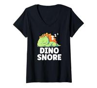 Donna Dino Russare Divertente Gioco di Parole Che Dorme Stanco sonnellino Dinosauro Maglietta con Collo a V