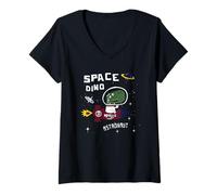 Donna Dinosaur Dino Space Maglietta con Collo a V