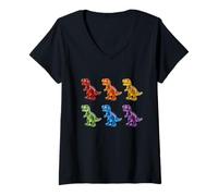 Donna Dinosauri gommosi - Candy Dolci Colorati Maglietta con Collo a V