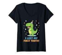 Donna Dinosauro Mancano Denti E Ho Perso Il Mio Primo D Maglietta con Collo a V