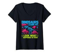 Donna Dinosaurs Didn't Learn Art Funny Drawing Teacher Maglietta con Collo a V