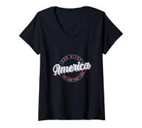 Donna Dio benedica l'America la Terra Che Amo Maglietta con Collo a V