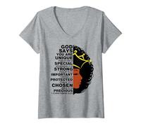 Donna Dio dice Christian Black Queen Melanina Donne Gesù Ragazza Amore Maglietta con Collo a V