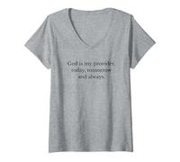 Donna Dio è Il Mio Fornitore Oggi Domani e Sempre Citazione Cristiana Maglietta con Collo a V