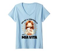 Donna Dio Ha Il Controllo della Mia Vita Gesù Agnello Maglietta con Collo a V