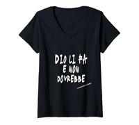 Donna Dio li Fa e Non Dovrebbe - Antisociale Divertente Maglietta con Collo a V