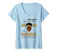 Donna Dio Mi ha regalato Due titoli Mamma e Nana e io li Rock Entrambi Maglietta con Collo a V