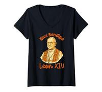 Donna Dios Bendiga Papa Leon XIV in spagnolo Dio benedica Papa Leone XIV Maglietta con Collo a V