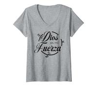 Donna Dios es Mi fuerza. Maglietta con Collo a V