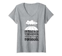 Donna Dios es Mi paraguas en Medio de la tormenta Maglietta con Collo a V