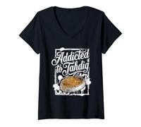 Donna Dipendente da Tahdig | Persian Funny Quote | Iran Food Maglietta con Collo a V