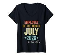 Donna Dipendenti del Mese Luglio 2026 Vintage Maglietta con Collo a V