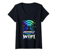 Donna Dipendenza WiFi - Divertente per Gamer Maglietta con Collo a V