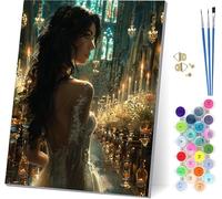 Donna Dipingere con i Numeri Adulti con Telaio, Dipingere con i Numeri Architettura, DIY Paint by Numbers Kits con Pennelli e Pigmento Acrilico, Hobby Creativi Adulti, Decorazioni Casa 40x50cm 5-3673