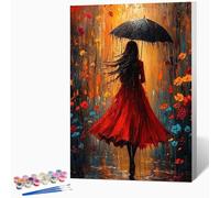 Donna Dipingere Con I Numeri Adulti Piovere Quadri Da Dipingere Numerati, Hobby Creativi Adulti Principianti DIY Paint By Numbers Kits Con Vernici E Pennelli 20 x 30 cm Senza Cornice -LKF075685