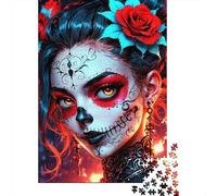 Donna Dipinta Giorno dei Morti Messicano Puzzle 1000 Pezzi Gioco di Puzzle 1000 Pezzi Carta per Adulti Stile Festivo Rilassante Regalo Famiglia Decorazione Casa 38x26cm/1000pcs