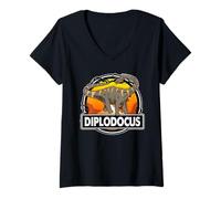 Donna Diplodocus Dinosaur Prehistoric Dinosaurs Lover Maglietta con Collo a V