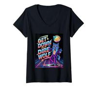 Donna Dire Wolf Reunion Remos Romulus Funky Dire Wolf Disco Funky Maglietta con Collo a V