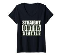 Donna Direttamente dalla Città angosciata Vintage di Seattle Maglietta con Collo a V