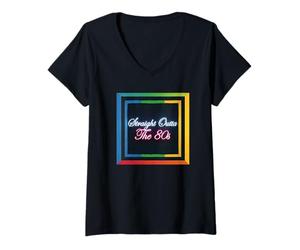 Donna Direttamente Fuori dagli Anni '80 Maglietta con Collo a V