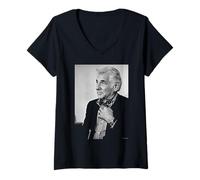 Donna Direttore d'orchestra Americano Leonard Bernstein di Michael Grecco Maglietta con Collo a V