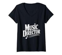 Donna Direttore Musicale Vita Divertente per Musicisti E Direttori D'orchestra Maglietta con Collo a V
