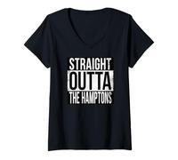 Donna DIRITTO SUGLI HAMPTONS Maglietta con Collo a V