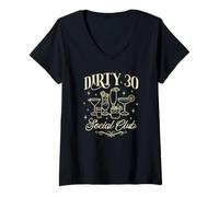 Donna Dirty 30 Social Club 30 ° compleanno Maglietta con Collo a V