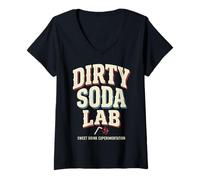 Donna Dirty Soda Lab Drink Trend Meme Humor Maglietta con Collo a V