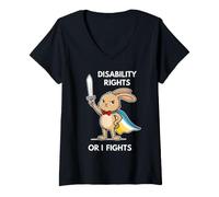 Donna Disability Rights Or I Fights Cartoon Rabbit Eroe Coniglio Maglietta con Collo a V