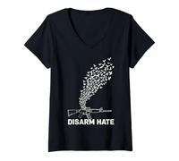Donna Disarm, odio, Colombe, Anti-violenza, Design Maglietta con Collo a V