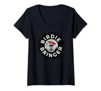 Donna Disc Golf Birdie Bringer Flying Disc Basket Maglietta con Collo a V