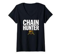 Donna Disc Golf Chain Hunter Frolf Basket Maglietta con Collo a V