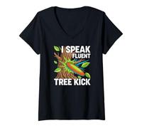 Donna Disc Golf Player I Speak Fluent Tree Kick Humor Maglietta con Collo a V