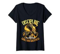 Donna Discipline Is the Bridge Citazione motivazionale Alpha Wolf Maglietta con Collo a V