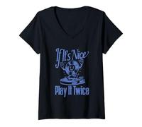 Donna Disco in vinile "If It's Nice Play It Twice" Maglietta con Collo a V