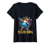 Donna Disco King Costume 70s Dance Parties LED Disco Light Dabbing Maglietta con Collo a V