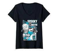 Donna Disegni di Merchandising di Spooky On The Inside Minions per Halloween Maglietta con Collo a V