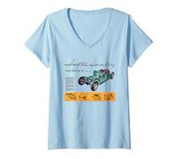 Donna Disegni Tecnici retrò Austin-Healey Sprite MKII Maglietta con Collo a V