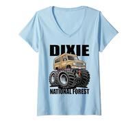 Donna Disegno di Cartone Animato Dixie National Forest Utah Overlanding Truck Maglietta con Collo a V